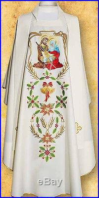 White Christmas Messgewand Chasuble Vestment Kasel