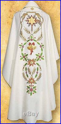 White Christmas Messgewand Chasuble Vestment Kasel