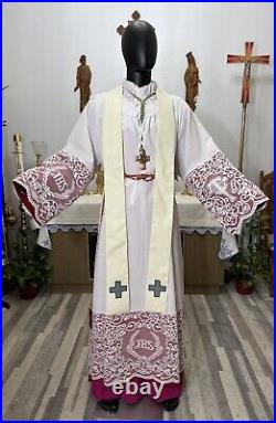 White Collared Vestment Chasuble & Stole