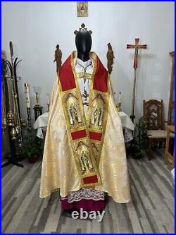 White Cope Vestment Chasuble With Stole And Humeral Veil