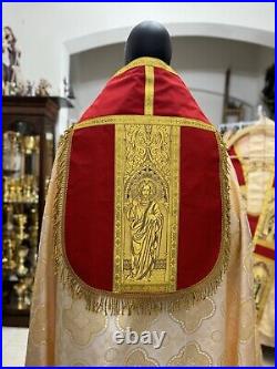 White Cope Vestment Chasuble With Stole And Humeral Veil