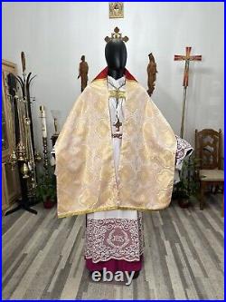 White Cope Vestment Chasuble With Stole And Humeral Veil