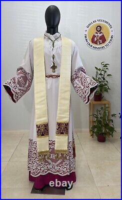 White Gold Gothic Damask Vestment Chasuble & Stole