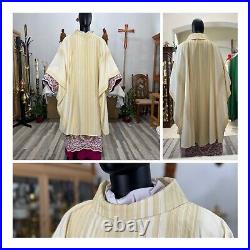 White Ivory Collared Vestment Chasuble & Stole