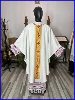 White Ivory Gold Chasuble + Stole Wr0100