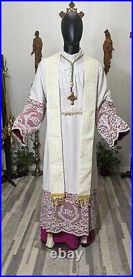 White Ivory Vestment Chasuble & Stole