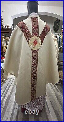 White Ivory Vestment Chasuble & Stole Sacred Heart Of Jesus