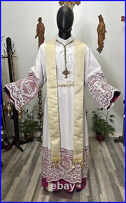 White Ivory Vestment Chasuble & Stole Sacred Heart Of Jesus