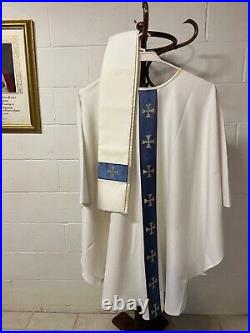 White Marian Chasuble and Stole Priest Vestment