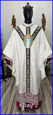 White Marian Vestment Chasuble & Stole