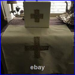 White Silk Conical Chasuble (5 piece vestment set)