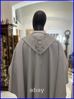 White Silver Chasuble + Overlay Stole