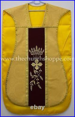 YELLOW Roman Chasuble Fiddleback Set Vestment Fiddleback and mass set, Casulla