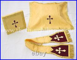 YELLOW Roman Chasuble Fiddleback Set Vestment Fiddleback and mass set, Casulla