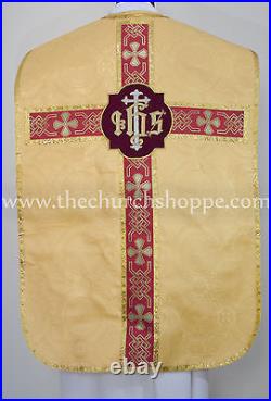 YEllow Chasuble Fiddleback Vestment & mass set, Vestment fiddleback, NEW