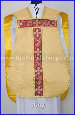 YEllow Chasuble Fiddleback Vestment & mass set, Vestment fiddleback, NEW