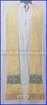 Yellow Chasuble Fiddleback Vestment AM & mass set of 5pc, Vestment fiddleback, NEW