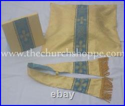 Yellow Chasuble Fiddleback Vestment AM & mass set of 5pc, Vestment fiddleback, NEW