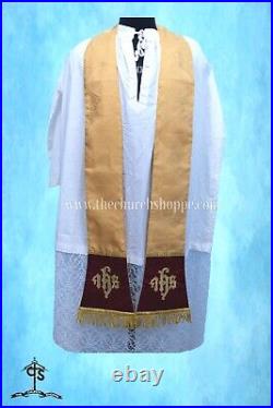 Yellow Chasuble. St. Philip Neri Style vestment & mass set, IHS Embroidery