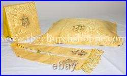 Yellow gothic vestment & mass and stole set, Gothic chasuble, casula, casel